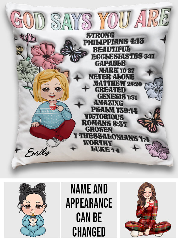 Dieu dit que tu l'es - Coussin décoratif personnalisé pour enfant