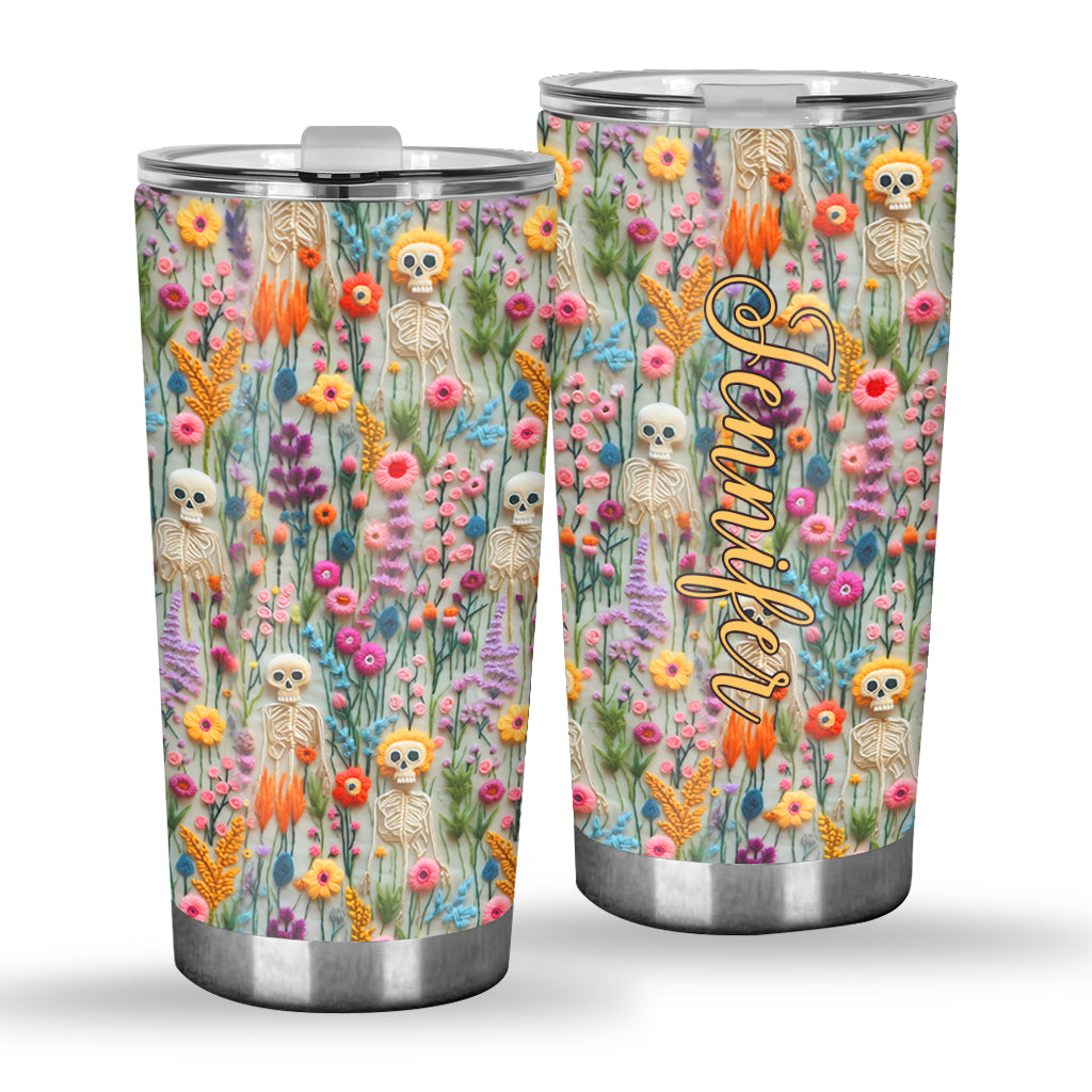 Gobelet squelette floral - Crâne personnalisé
