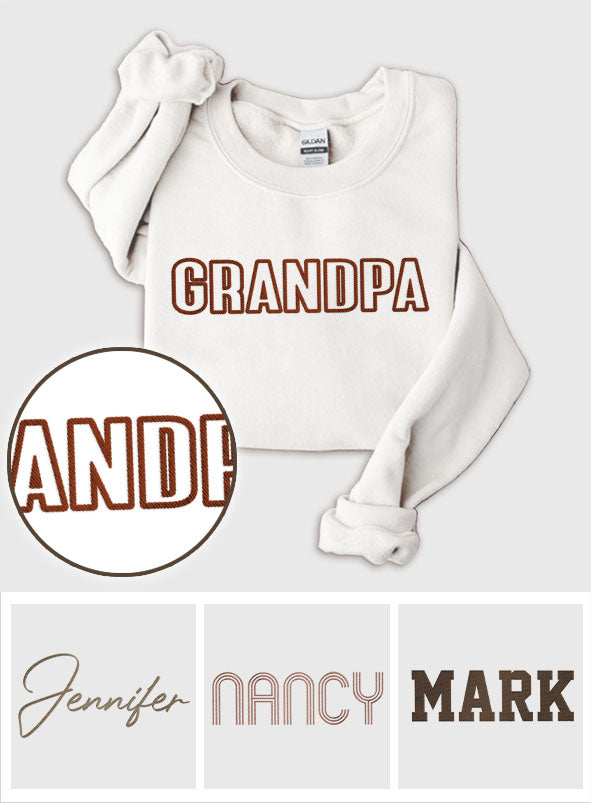 Pull brodé personnalisé avec nom - Grand-père