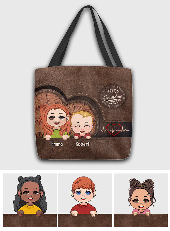 Sac fourre-tout personnalisé « Meilleure grand-mère/maman du monde » - Cadeau pour grand-mère, maman, tante - Sac fourre-tout personnalisé