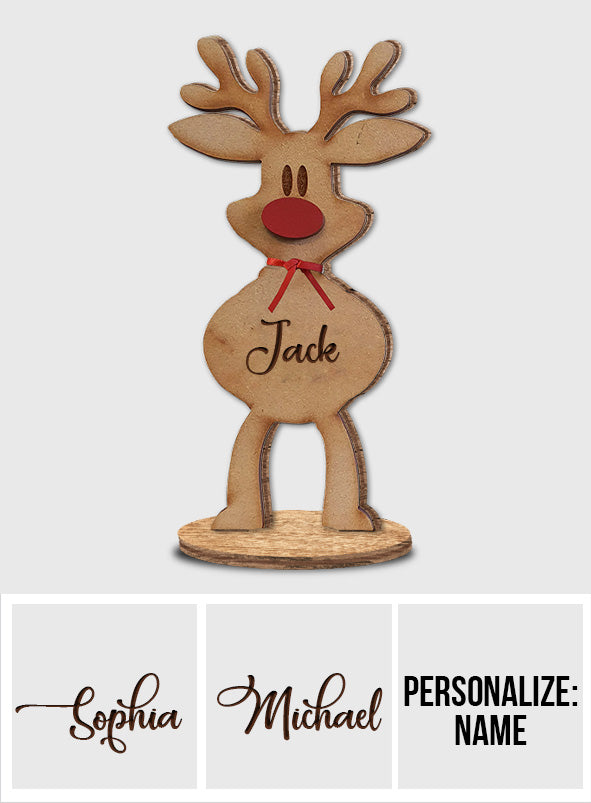 Reindeer Family - Personalized Family Freestanding Wood Plaque