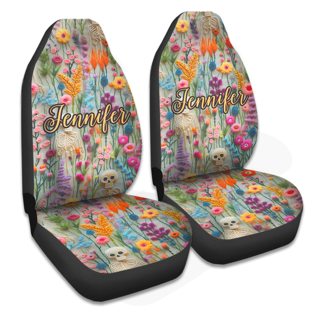 Floral Skeleton - Personalized Skull Seat Covers