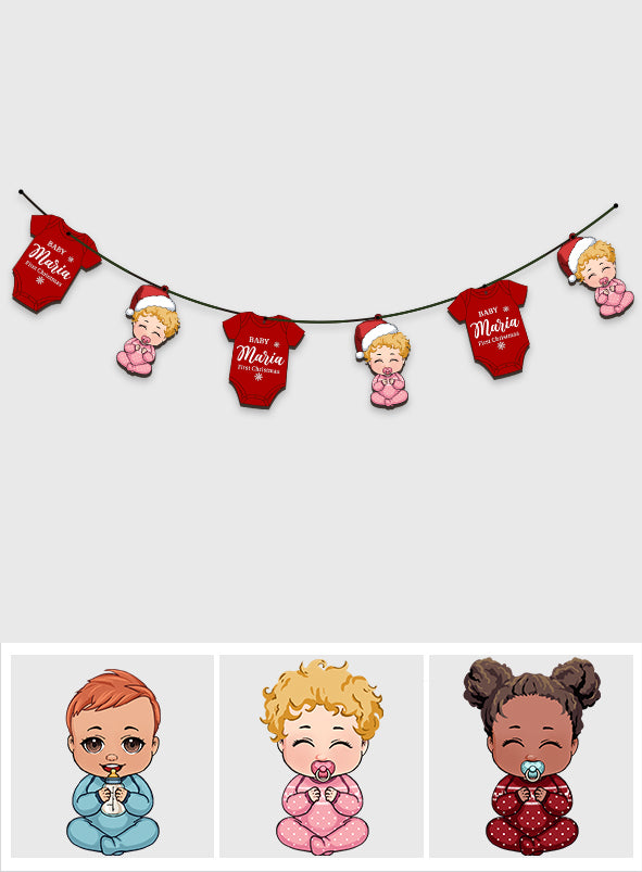 Guirlande personnalisée de 6 pièces pour le premier Noël de bébé - Cadeau de naissance