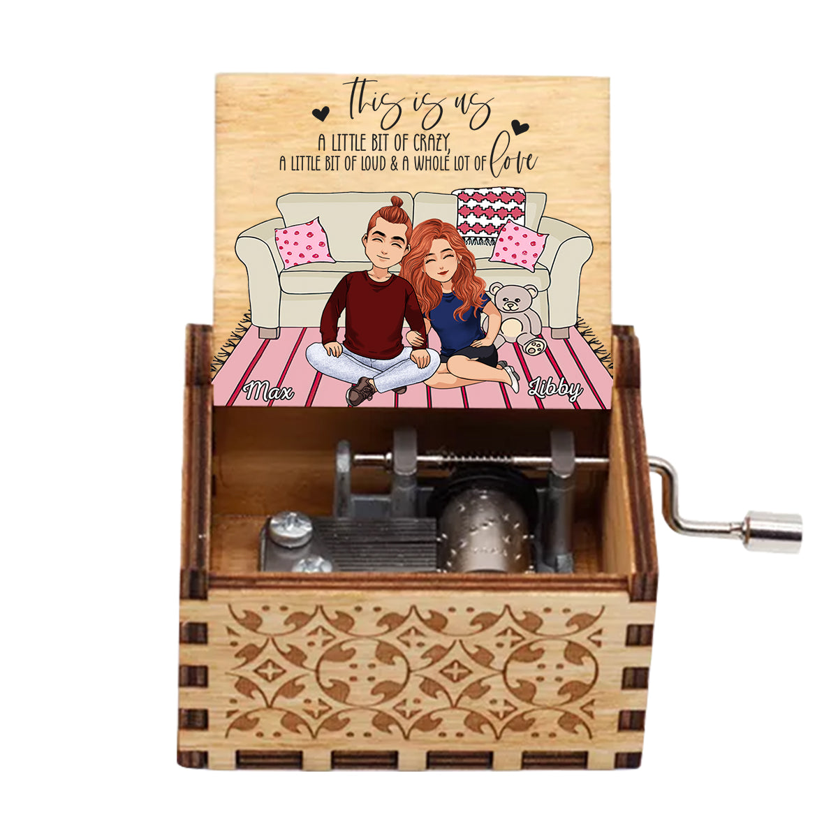 Et ensemble, ils ont construit une vie qu'ils aimaient - Cadeau pour couple (mari, femme, petit ami, petite amie) - Boîte à musique à manivelle personnalisée