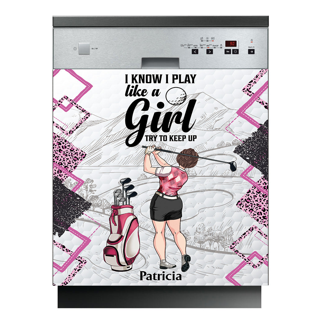 Cours de golf - Cadeau de golf pour elle, petite amie, épouse, fille - Housse de lave-vaisselle personnalisée