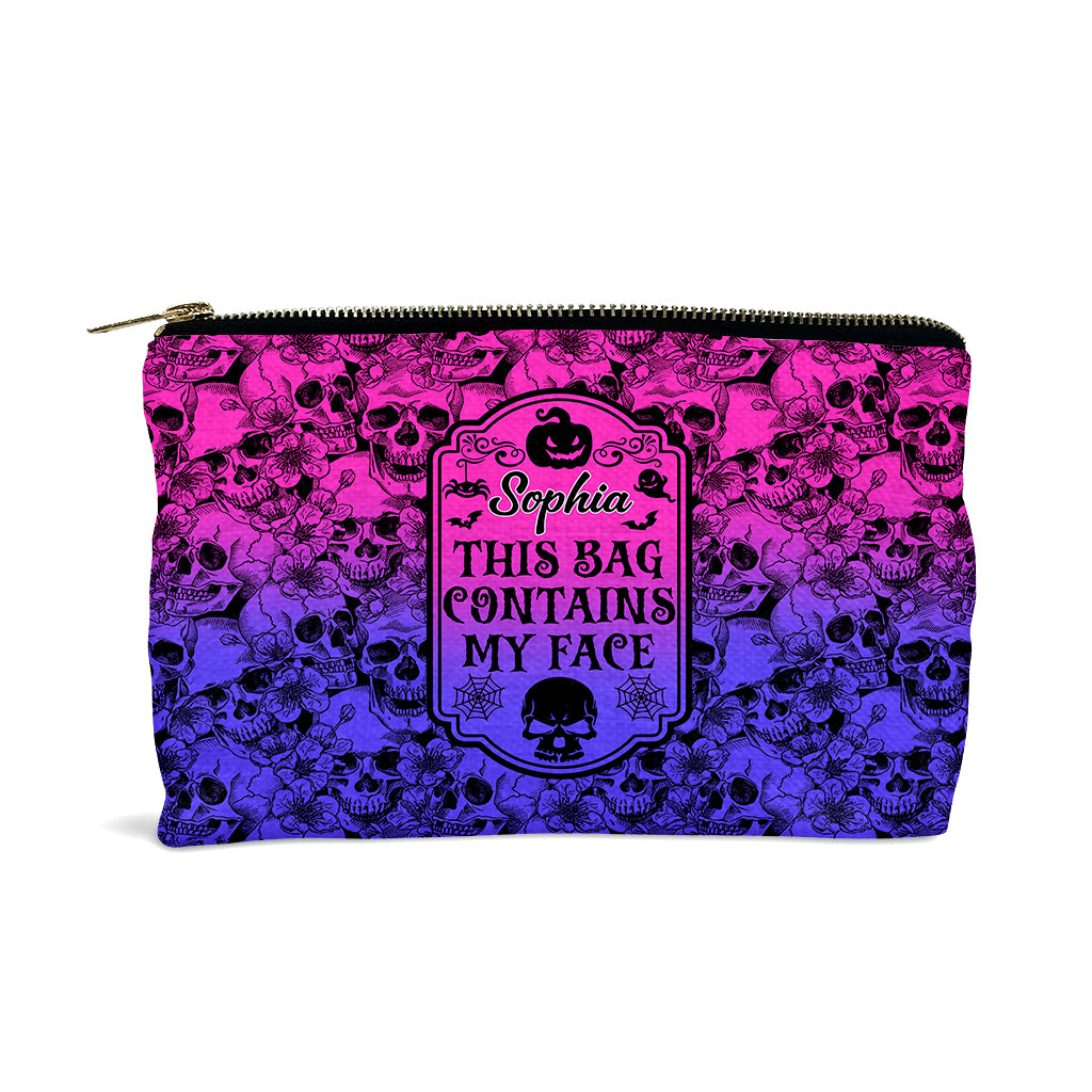 Ce sac contient mon visage - Pochette personnalisée en forme de crâne