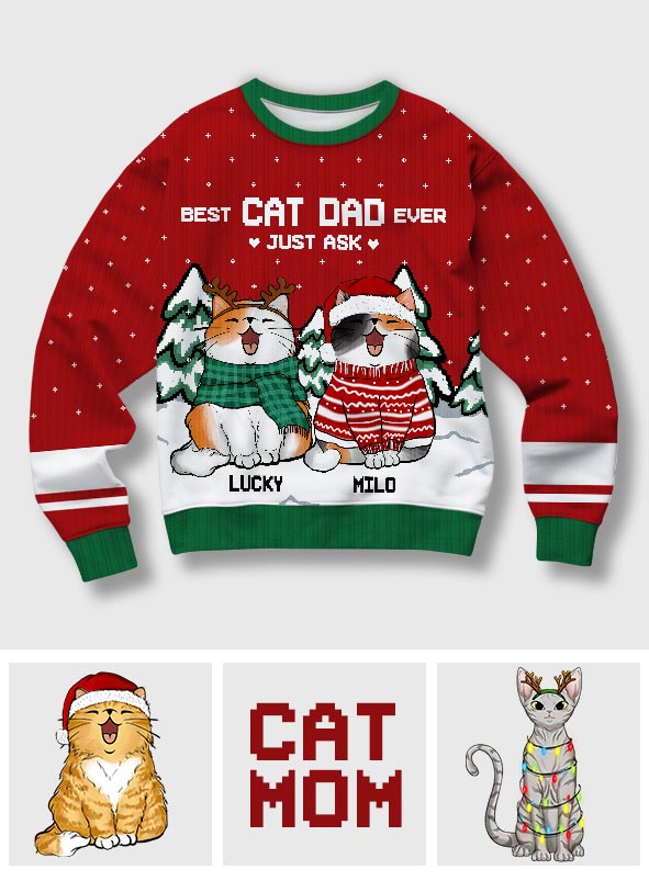Meilleur papa chat du monde - Pull moche personnalisé pour chat