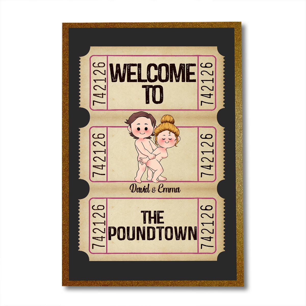 Bienvenue à Poundtown ! Adulte inapproprié - Toile et affiche personnalisées pour couples