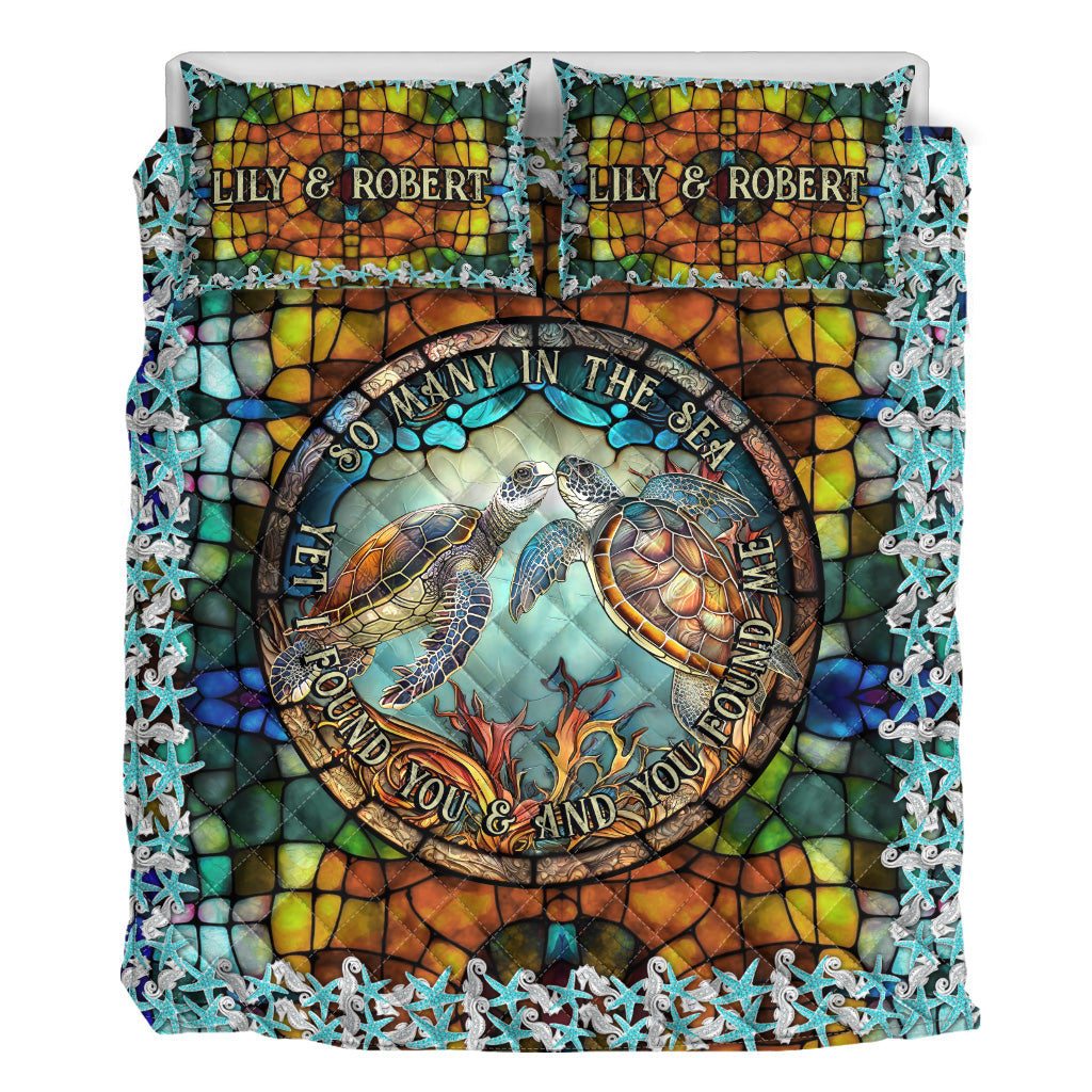Tant de tortues dans la mer - Ensemble de courtepointe personnalisé Tortues