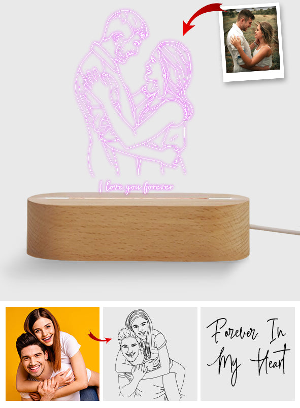 Je t'aimerai toujours - Plaque lumineuse personnalisée pour couple - Socle lumineux en forme de plaque - Je t'aimerai toujours