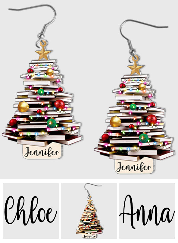 Sapin de Noël « Juste une fille qui aime les livres » - Boucles d'oreilles personnalisées en forme de livre