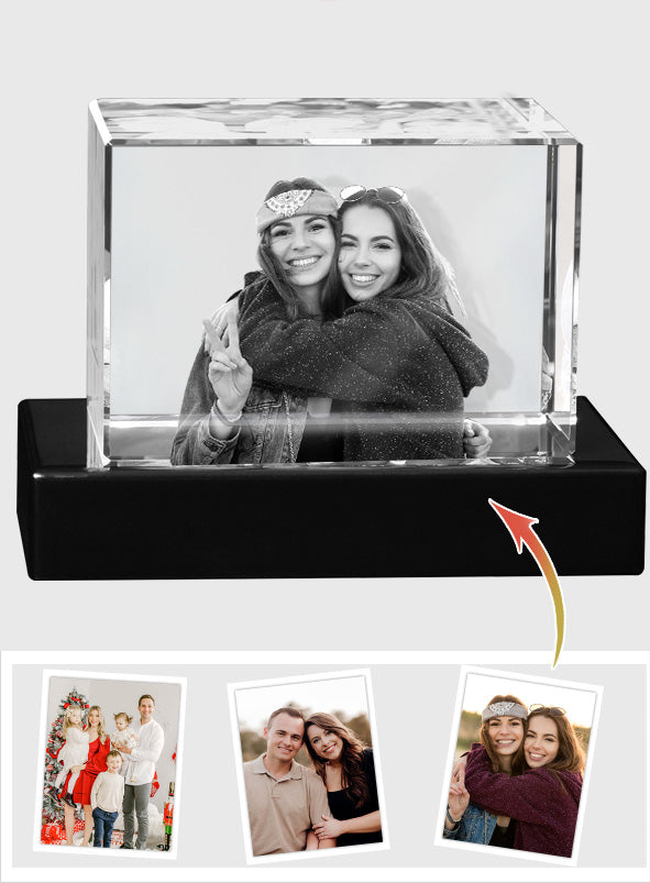 Custom Photo - Personalized Bestie Laser Engraving 3D Cuboid Shaped Crystal Lamp