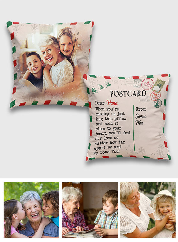 Dear Nana Postcard - Personalized Grandma Throw Pillow