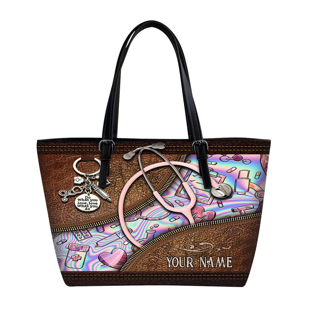 Stéthoscope rose - Sac en cuir personnalisé pour infirmière