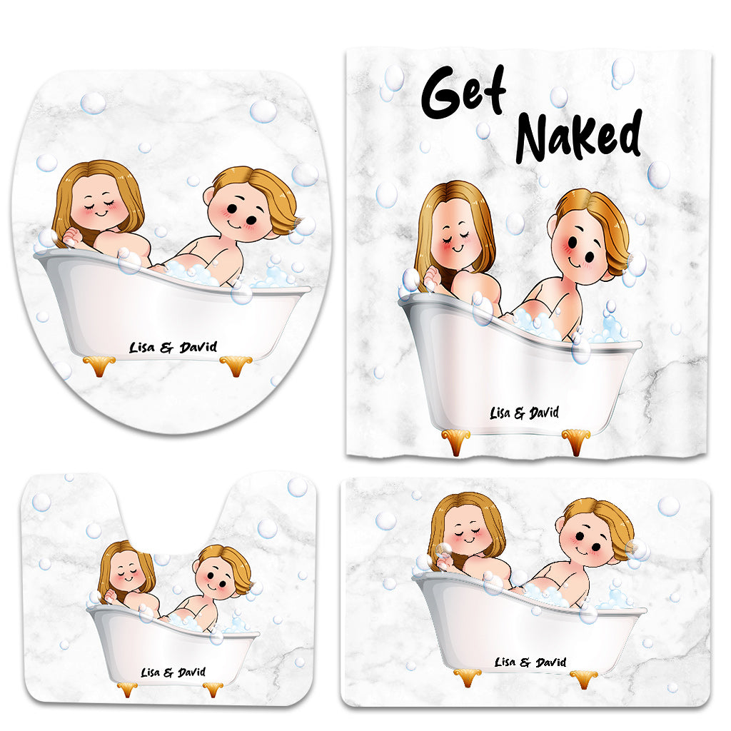 Get Naked - Personalized Couple Bathroom Curtain & Mats Set