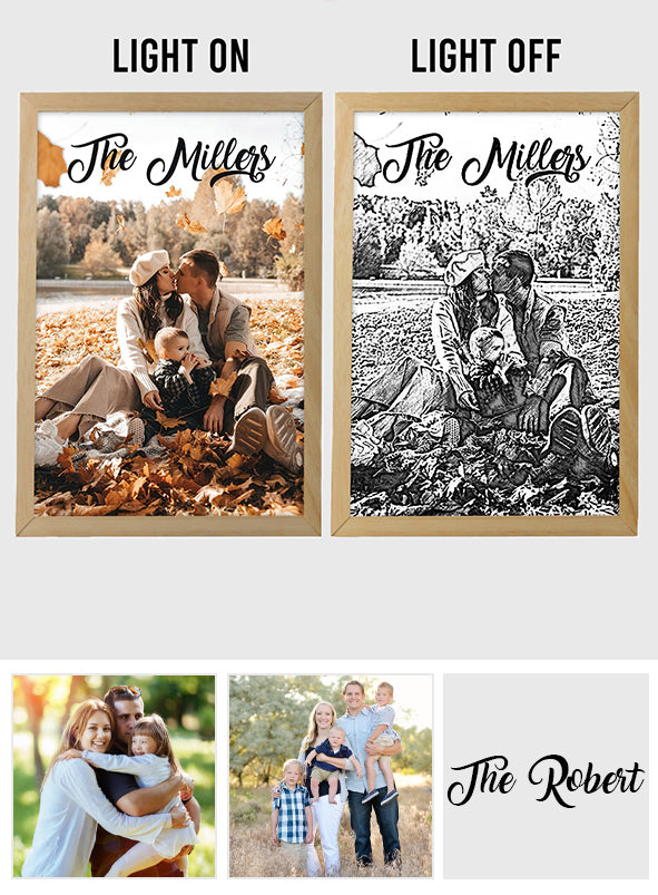 Amour de la famille - Cadre photo lumineux personnalisé pour la famille