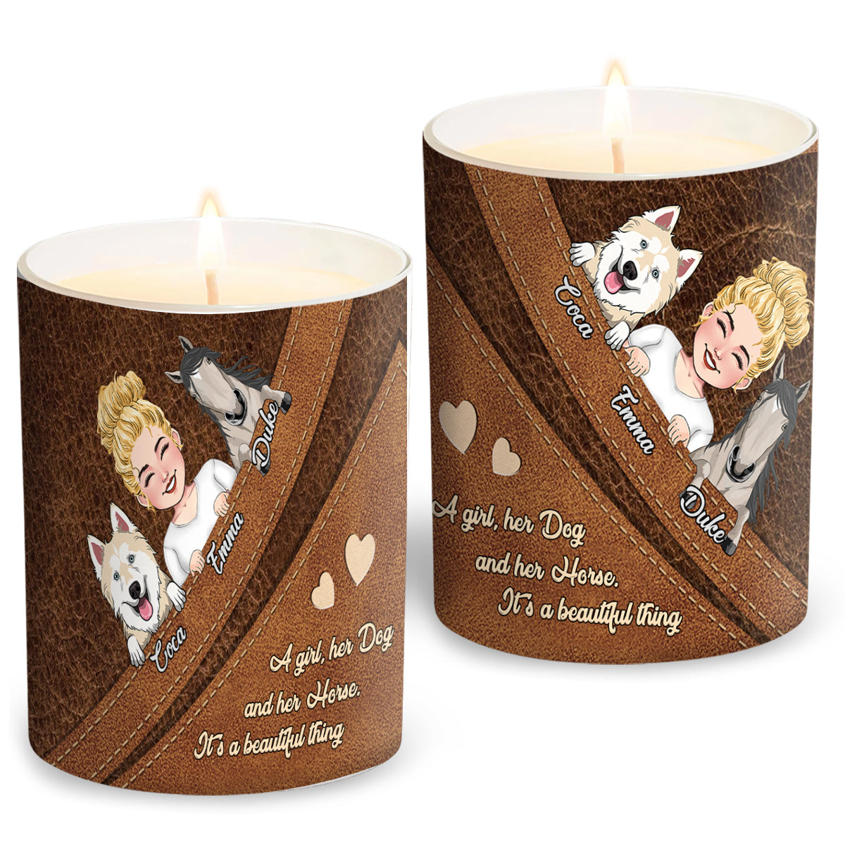 Quelle belle chose ! Bougie personnalisée en forme de cheval avec couvercle en bois
