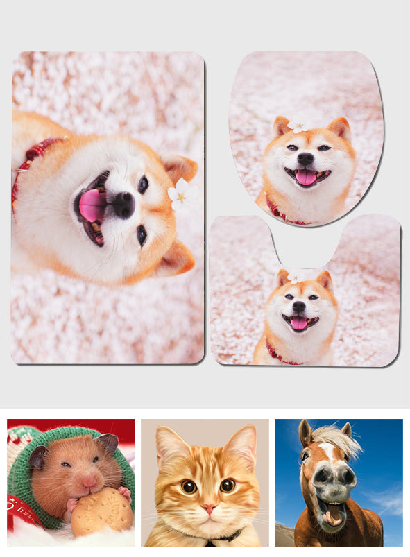 Ensemble de tapis de bain personnalisés pour chien avec photo de votre animal de compagnie