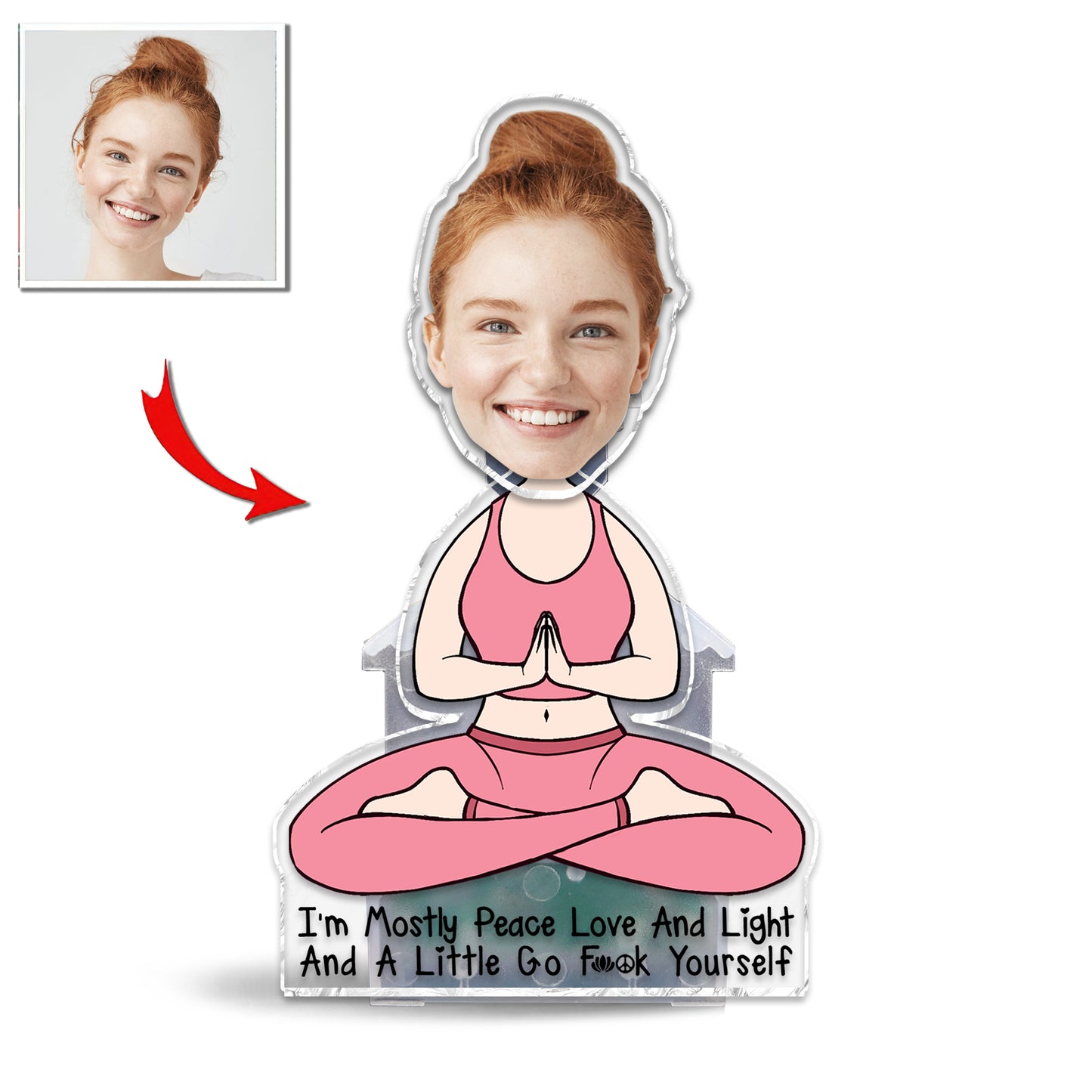 I'm Mostly Peace Love And Light - Personalized Yoga Custom Shaking Head