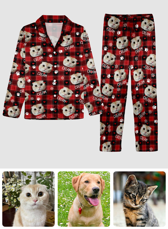 Couverture photo personnalisée pour animaux de compagnie - Cadeau pour les amoureux des chats et des chiens - Pyjama à boutons personnalisé