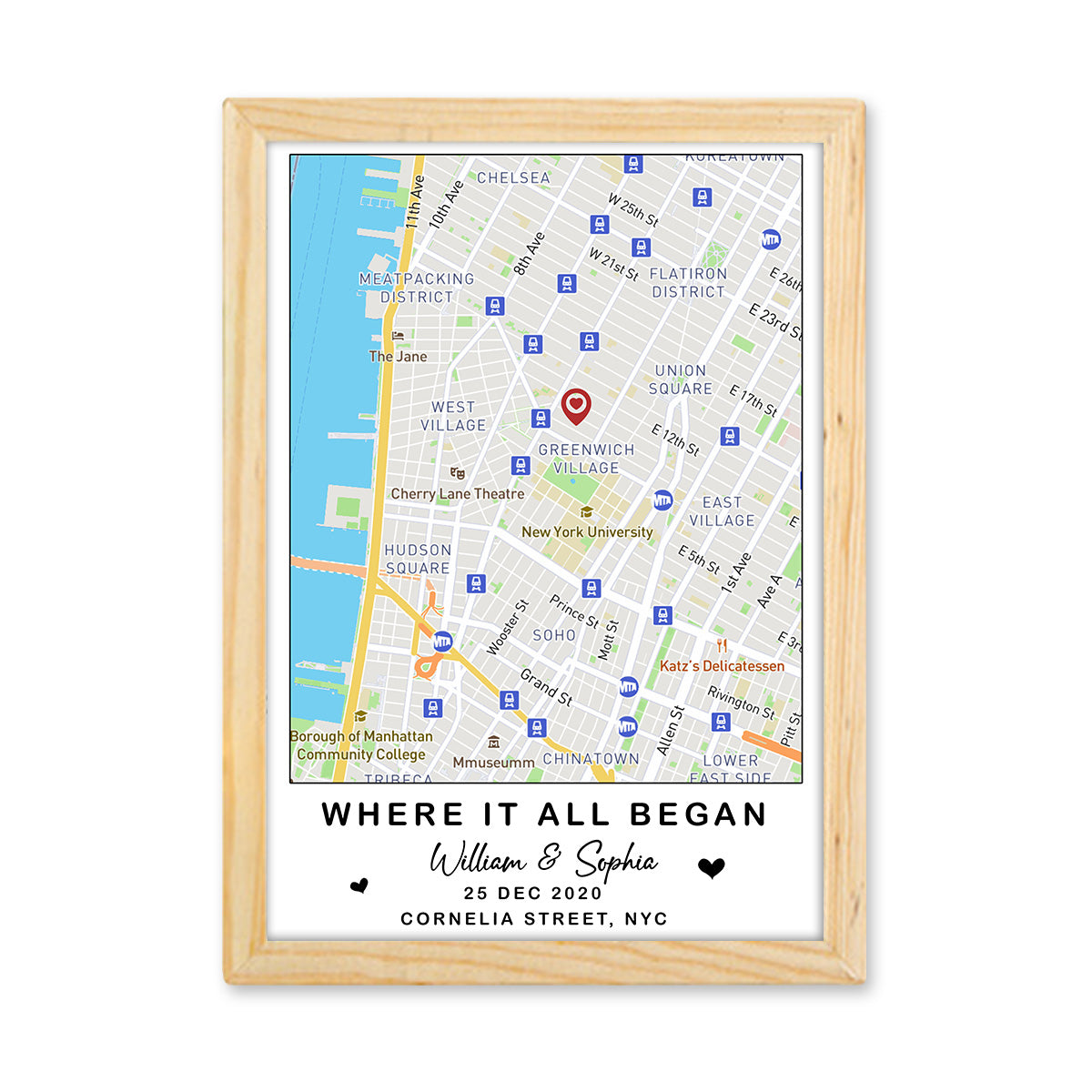 Là où tout a commencé - Cadre photo lumineux personnalisé pour couple