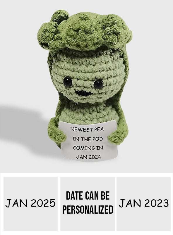 Nouveauté : Figurine de grossesse personnalisée tricotée à la main « Pea In The Pod »