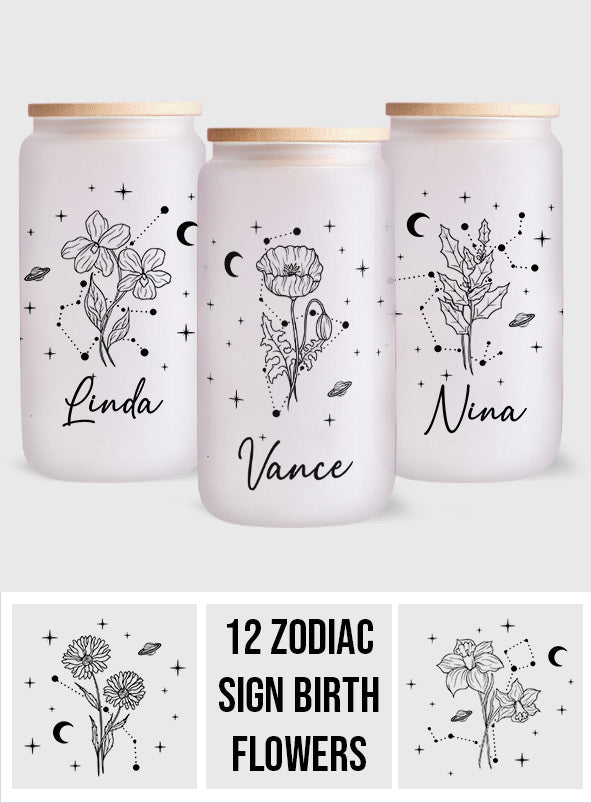 Fleur de naissance du signe du zodiaque - Horoscope personnalisé en verre