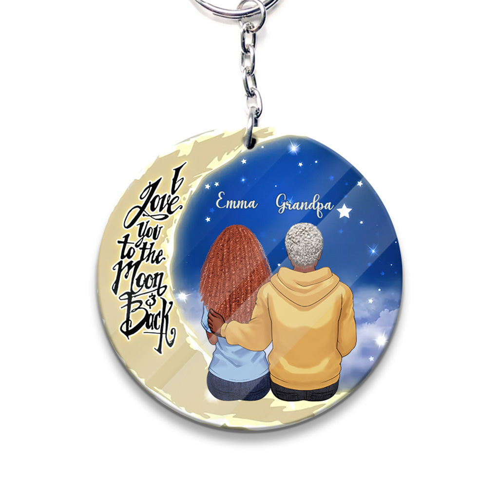 To The Moon And Back - Gift for grandma, mom, dad, grandpa - Personalized Keychain