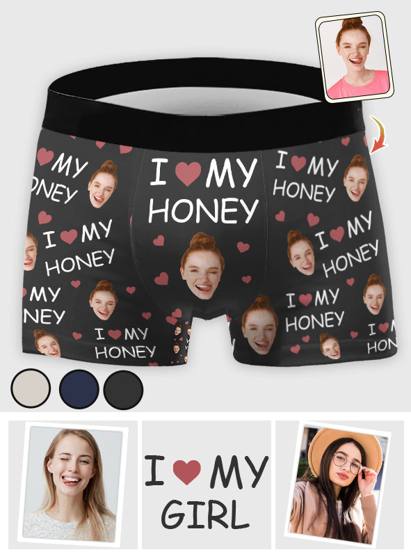 J'aime ma femme/ma copine/ma chérie - Boxers personnalisés pour couples (mari et femme)