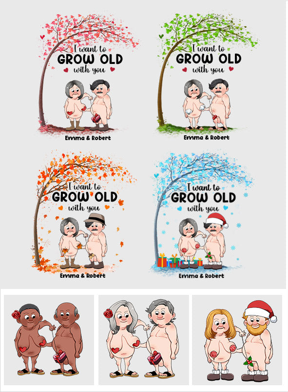Je veux vieillir avec toi - Autocollant personnalisé pour couple découpé à la forme