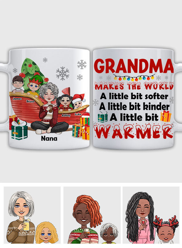 Mamie rend le monde plus chaleureux - Mug personnalisé pour mamie