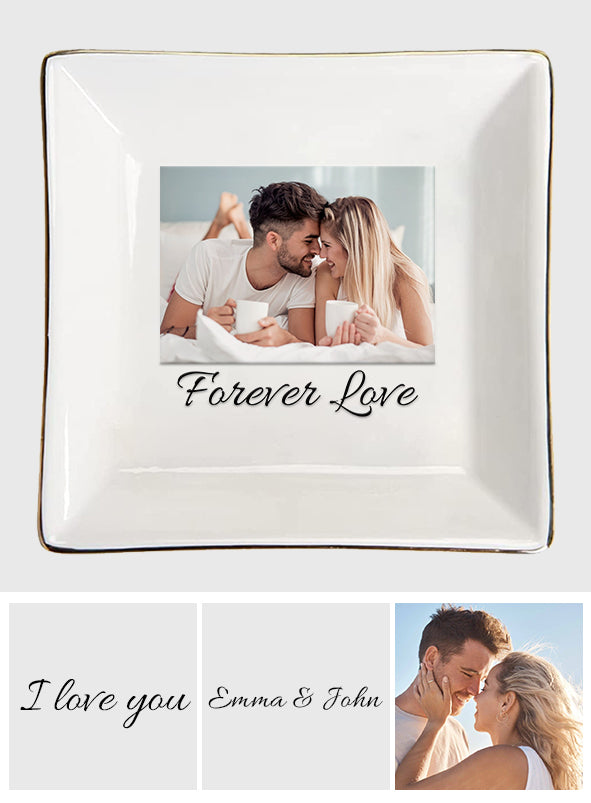 Assiette en céramique avec photo - Plat à bijoux personnalisé pour couple