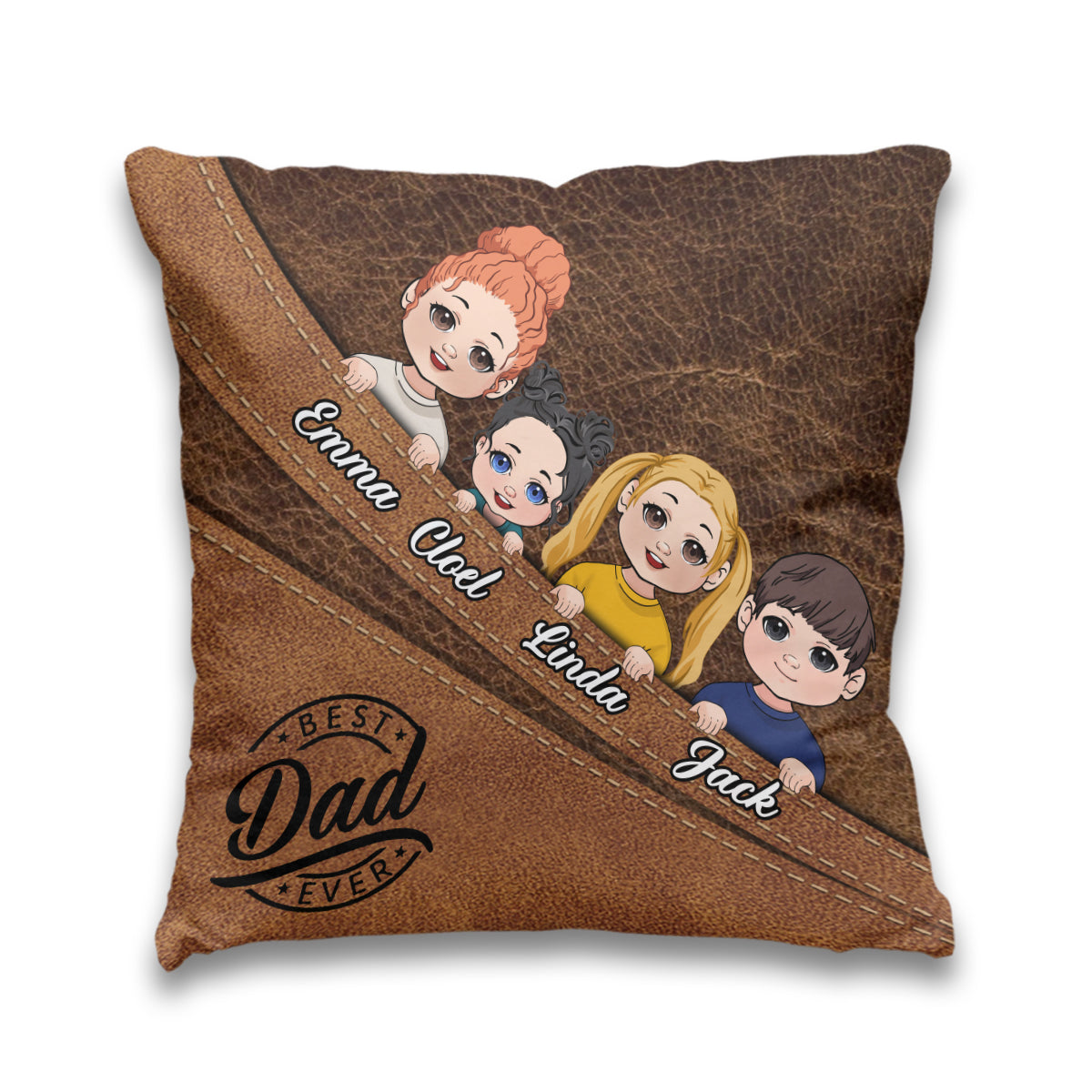 Meilleur papa/grand-mère/grand-père/maman du monde - Coussin décoratif personnalisé pour père