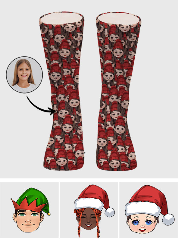 Chaussettes assorties pour toute la famille avec des motifs chibi amusants - Chaussettes personnalisées pour toute la famille