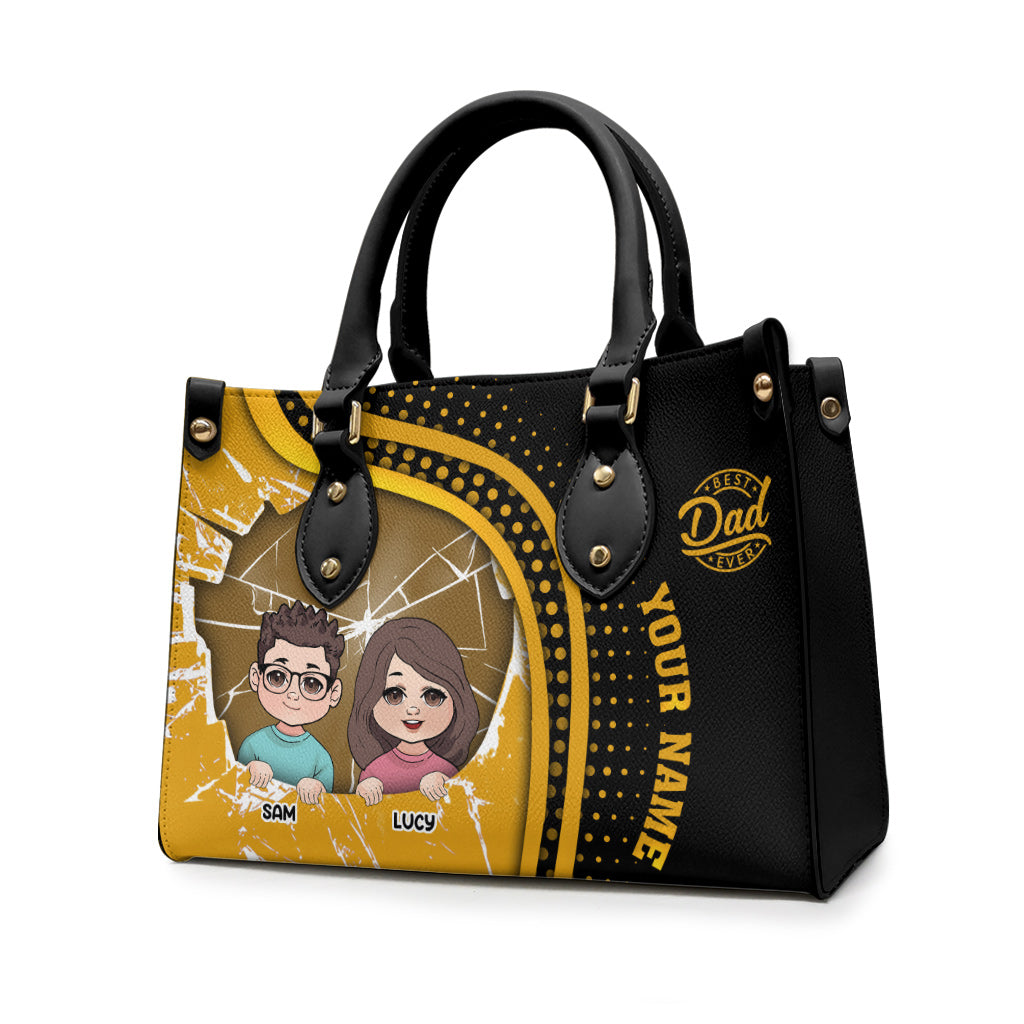Meilleur papa du monde - Sac à main en cuir personnalisé pour papa