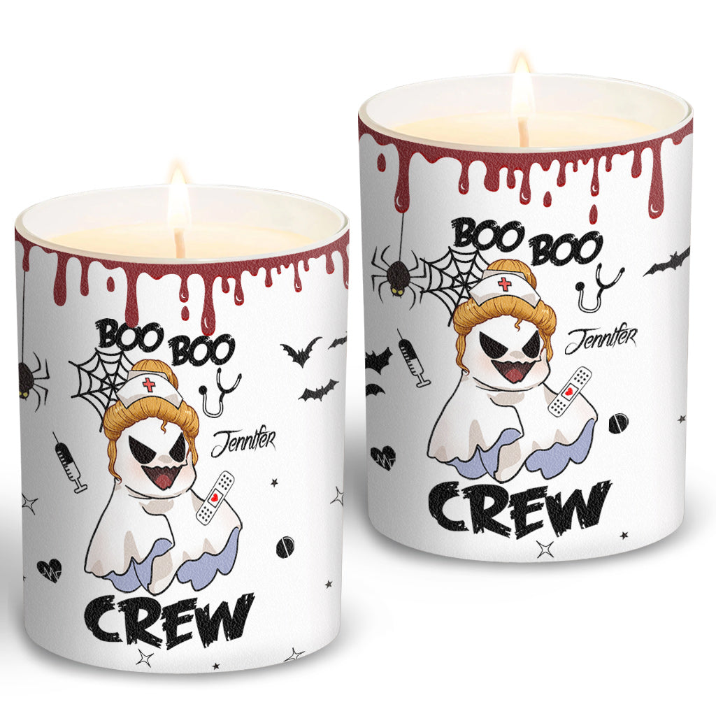Bougie personnalisée Boo Boo Crew pour infirmière avec couvercle en bois