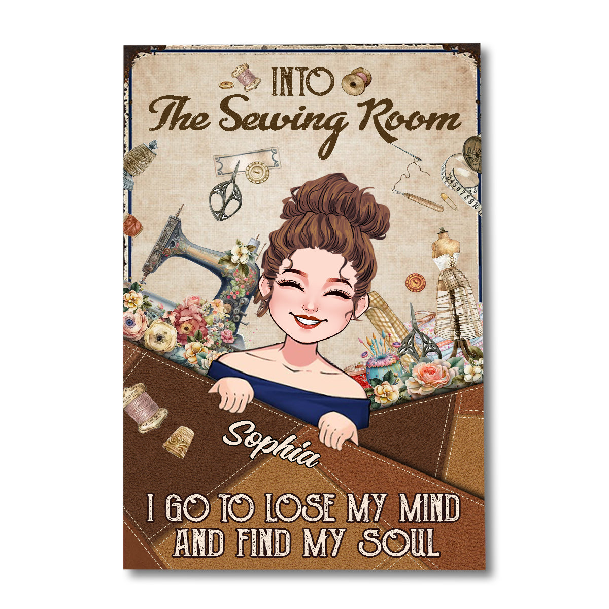 And Into The Sewing Room I Go - Personalized Sewing Canvas And Poster