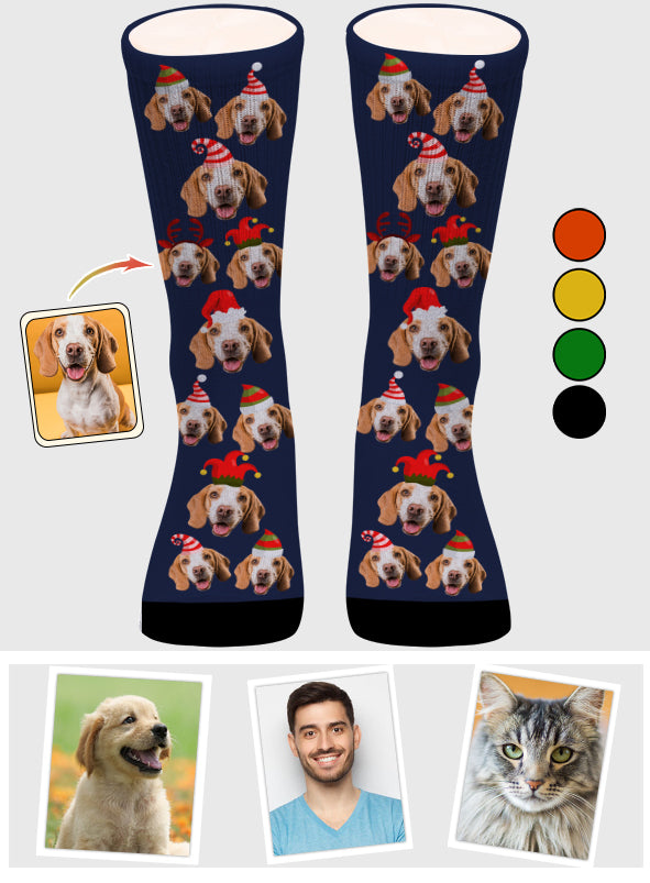 Chaussettes personnalisées avec photo de votre animal de compagnie - Cadeau pour les amoureux des chiens - Chaussettes personnalisées