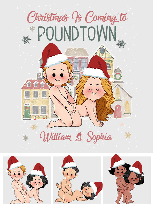 Joyeux Noël à Poundtown ! – Cadeau pour épouse ou époux – Autocollant personnalisé découpé à la forme