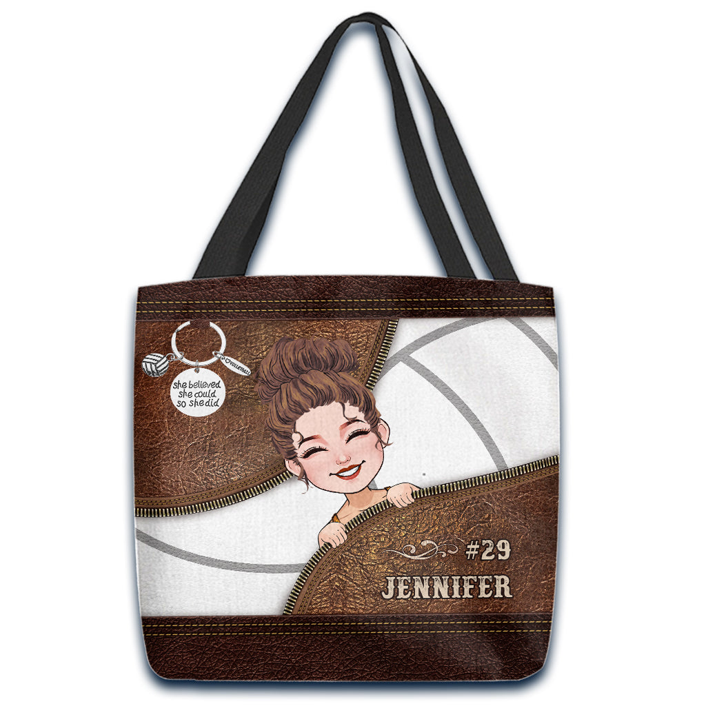 Elle croyait en elle, alors elle l'a fait - Sac fourre-tout de volleyball personnalisé