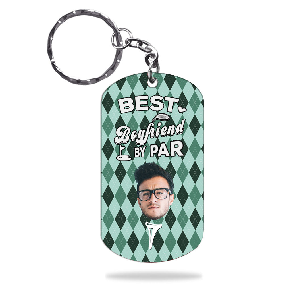Best Dad By Par - Golf gift for dad, him, boyfriend, husband, grandpa - Personalized Stainless Steel Keychain