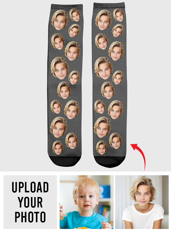 Face personnalisée - Chaussettes personnalisées pour petite-fille