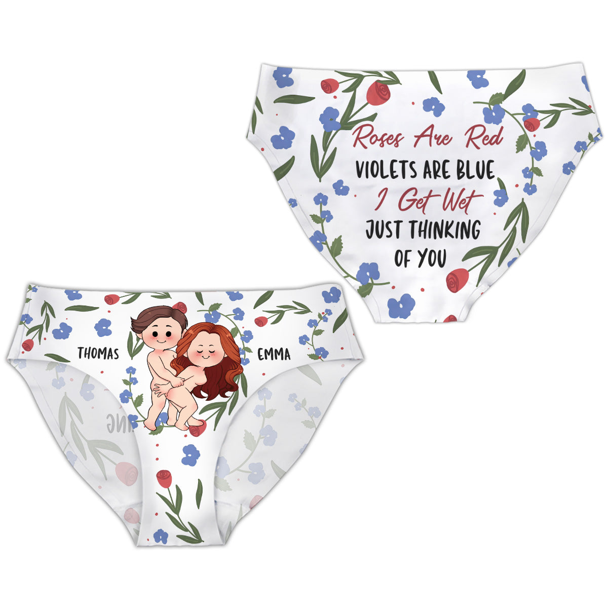Roses Are Red Violets Are Blue - Personalized Couple Women Briefs