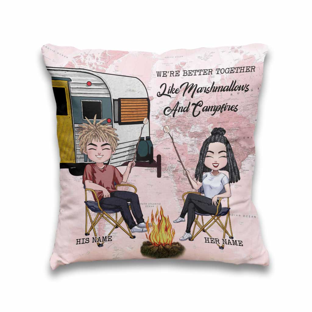 We're Better Together - Personalized Couple Camping Throw Pillow