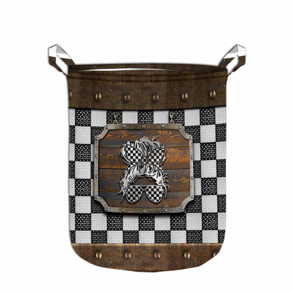 Racing Metal Pattern Print Storage Basket