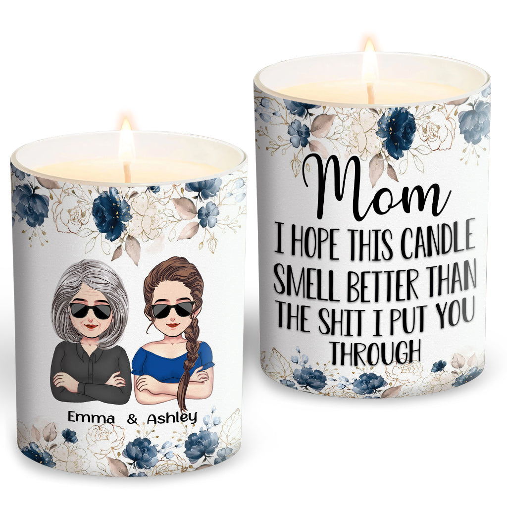 J'espère que cette bougie sentira meilleur - Bougie personnalisée pour la fête des mères avec couvercle en bois