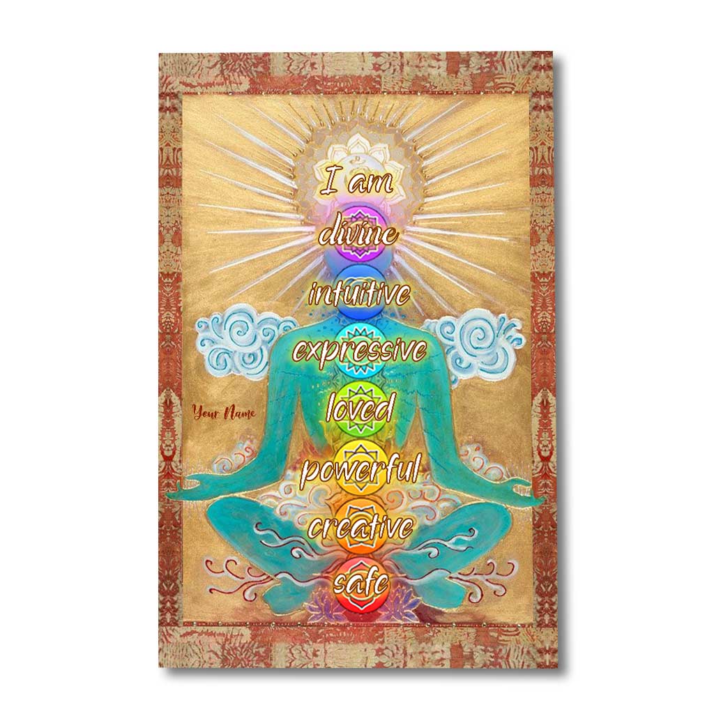 Je suis divine, intuitive et expressive - Affiche de yoga personnalisée