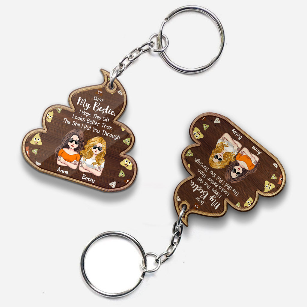 Dear My Besties - Personalized Bestie Keychain (Printed On Both Sides)