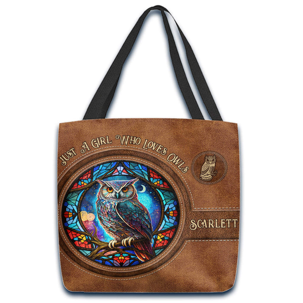 Magnifique vitrail hibou et lune - Sac fourre-tout hibou personnalisé