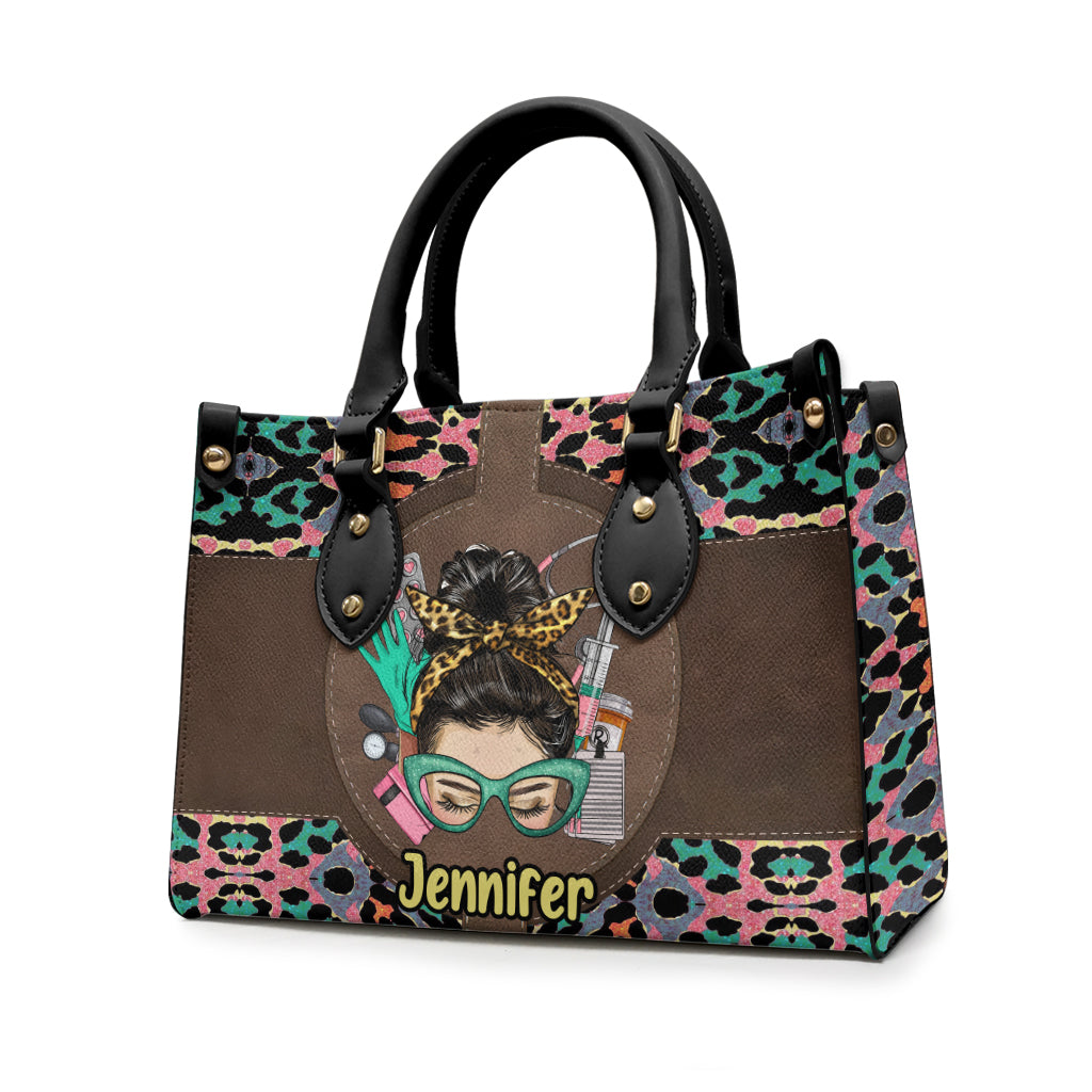 Vie d'infirmière - Sac à main en cuir personnalisé pour infirmière